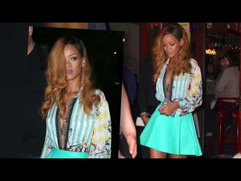 VIDEO : Newly-Single Rihanna Goes Braless In A Low Cut Unbuttoned Shirt