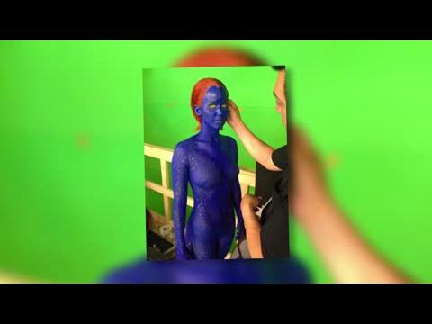 VIDEO : Jennifer Lawrence Nue Et Peinte En Bleue Pour Son Rle De Mystique Dans X-Men