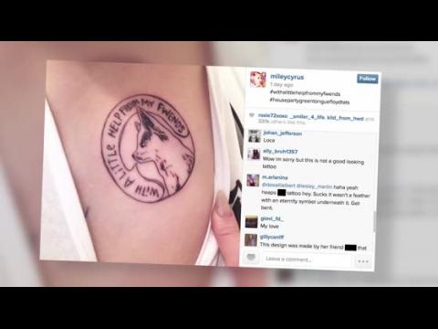 VIDEO : Miley Cyrus Gets Memorial Tattoo for Dog Floyd