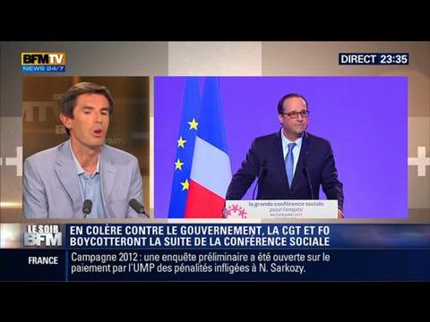 Le Soir BFM: Conférence sociale: "l'absence de la CGT et de FO n'a aucune importance", Laurent Neumann - 07/07 6/6