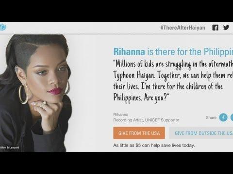 VIDEO : Rihanna joins UNICEF for There For The Philippines campaign