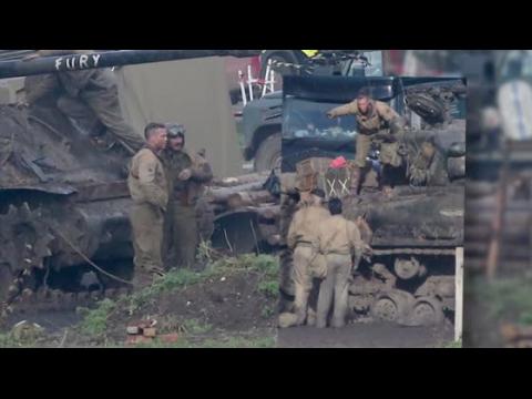 VIDEO : Brad Pitt in Action on WWII Tank Film 'Fury'