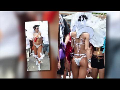 VIDEO : Rihanna Risks Wardrobe Malfunction In Bejeweled Bikini During Barbados Parade